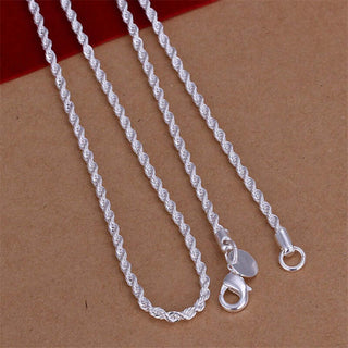 Twist Rope chain in silver, showcasing a beautiful braided design and high-quality craftsmanship.