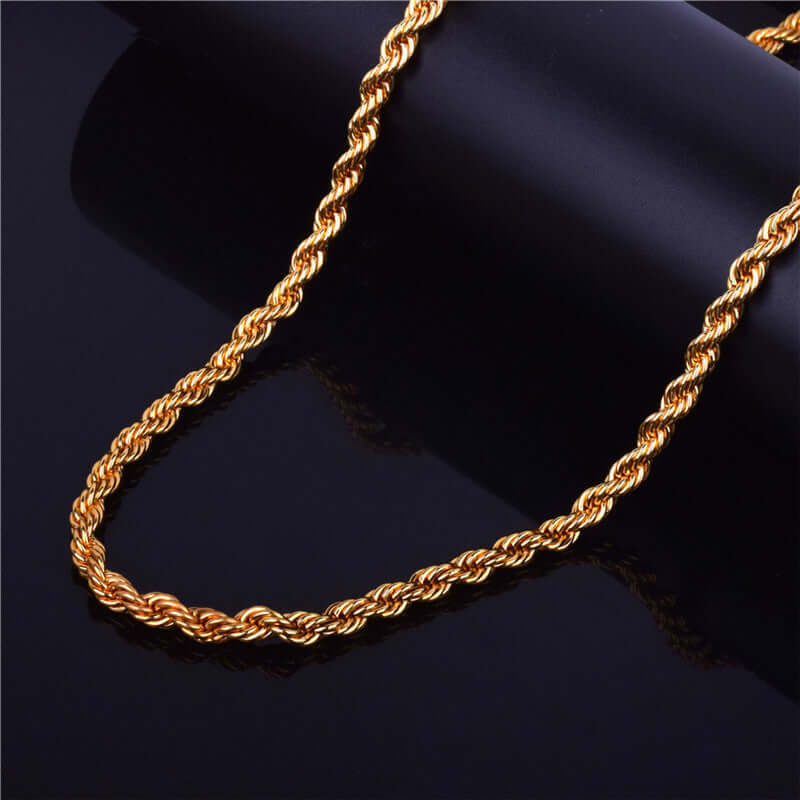 Twist Rope chain with a beautiful gold design, showcasing a high-quality, stylish accessory for fashion women.