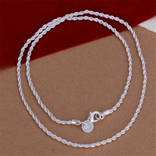 Twist Rope chain in silver color, showcasing intricate wave design, perfect for fashion women.